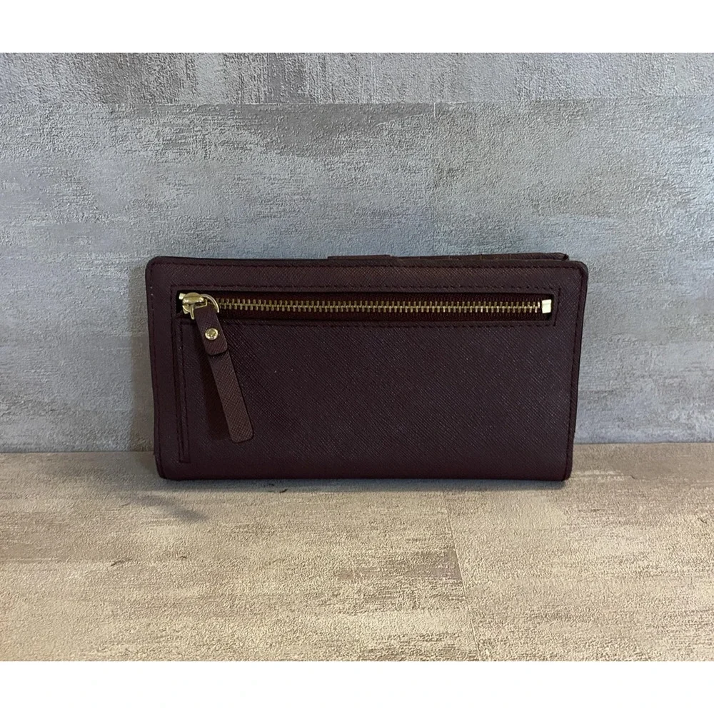 Kate Spade New York Wallet Womens Burgundy Saffiano Continental Zip Pocket - Picture 2 of 13